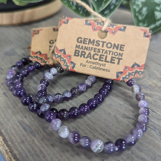 Gemstone Manifestation Bracelet -  Amethyst - Calmness