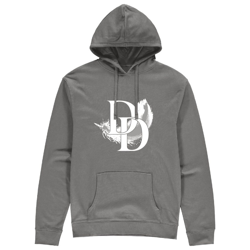 White Feather Pouched Hoodie