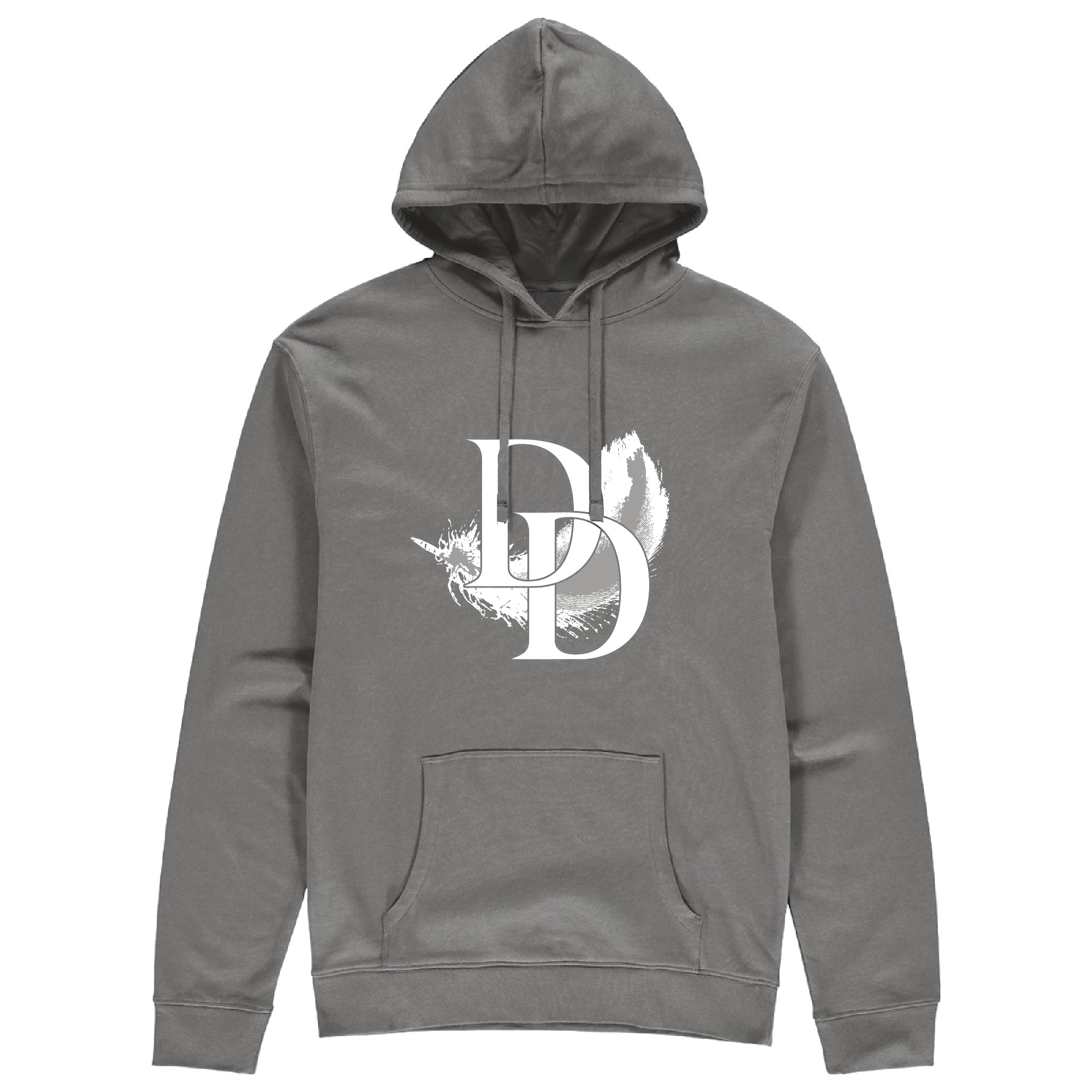 White Feather Pouched Hoodie