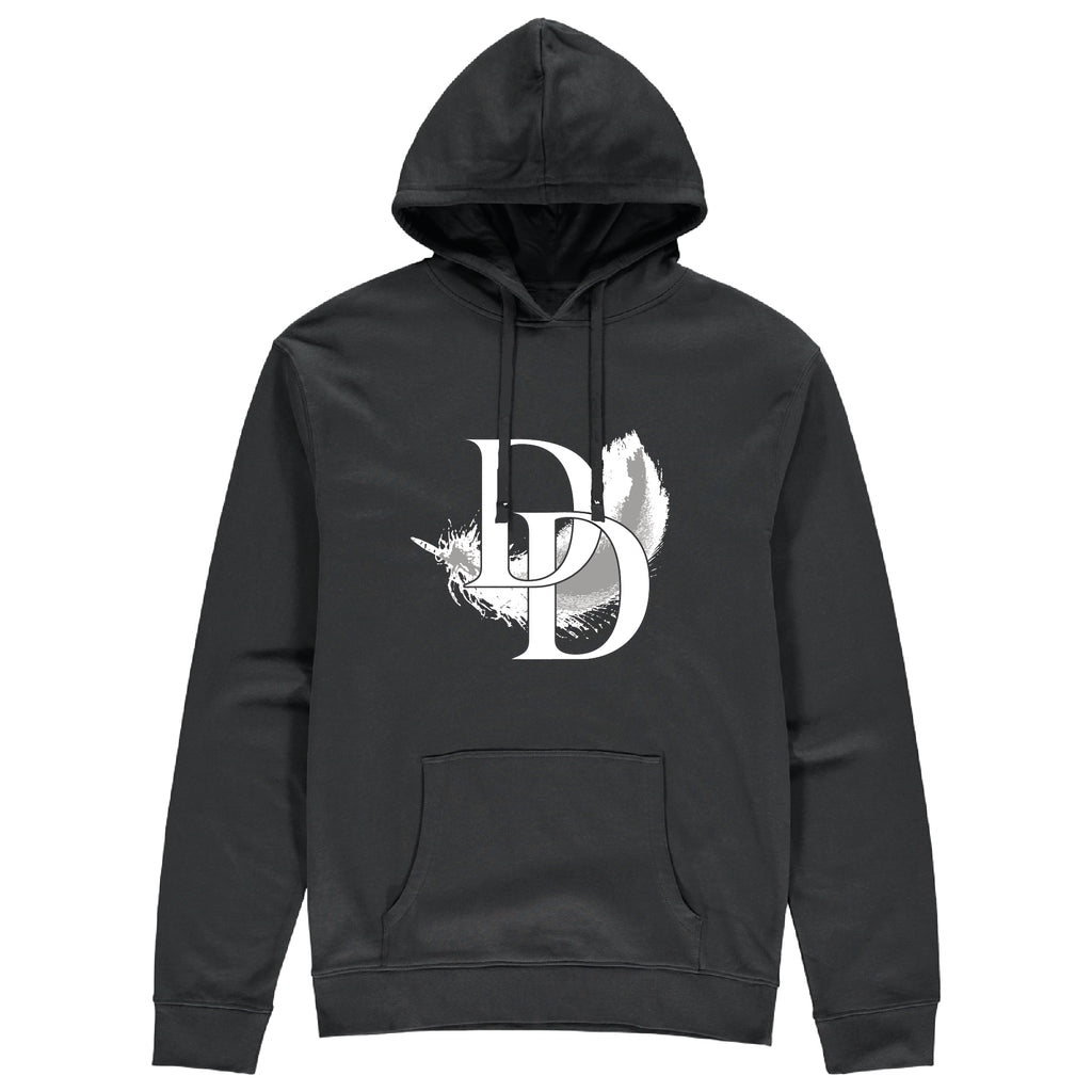 White Feather Pouched Hoodie