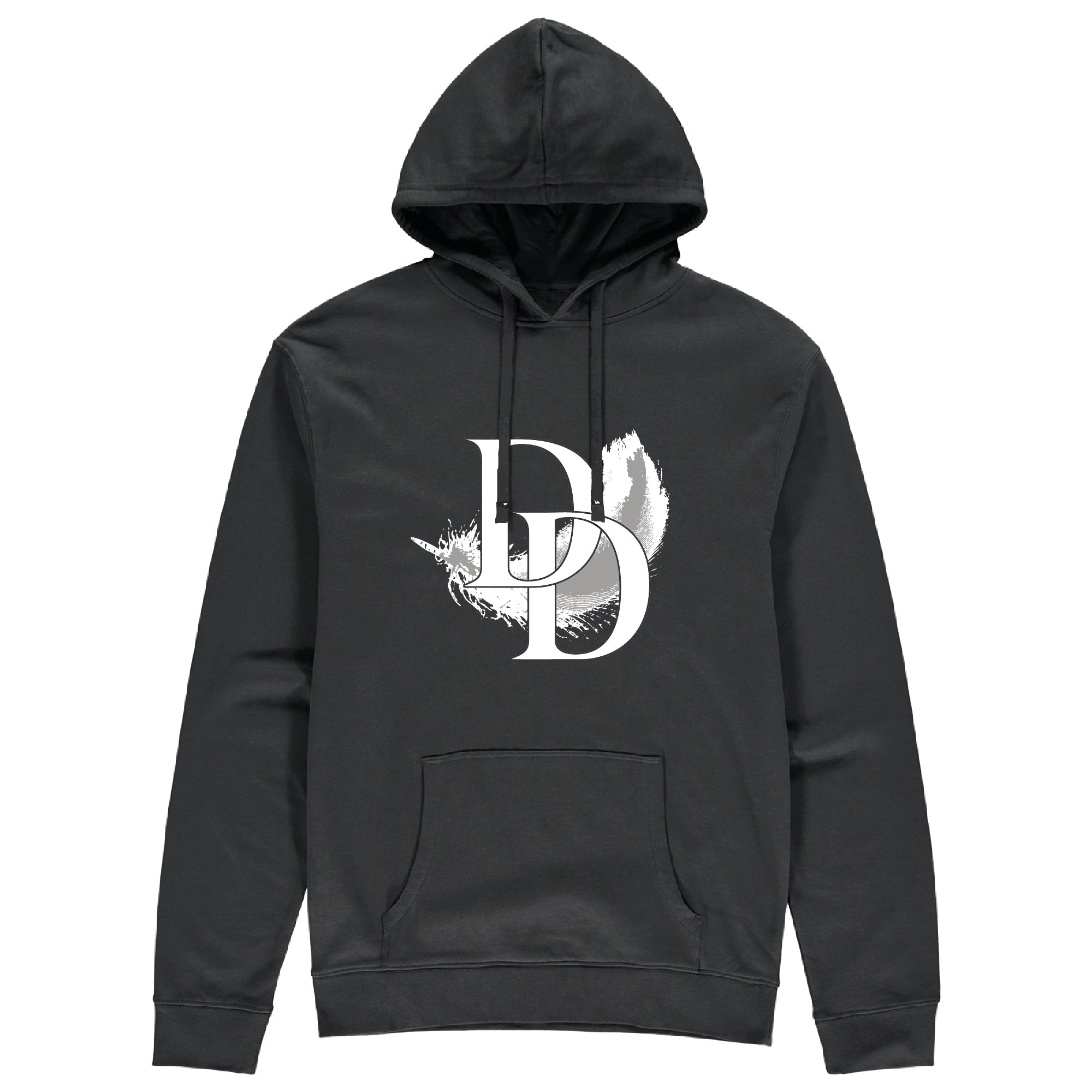 White Feather Pouched Hoodie