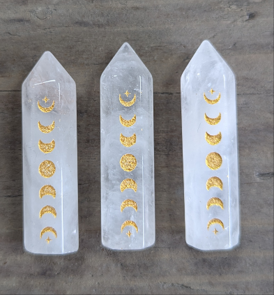 5CM CLEAR QUARTZ MOON PHASE CRYSTAL POINT