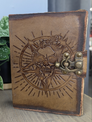 Leather Pentagram & Skull with Burns Detail Notebook (7x5")