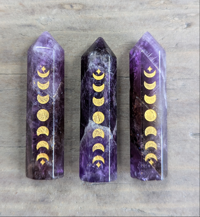 5CM AMETHYST MOON PHASE CRYSTAL POINT