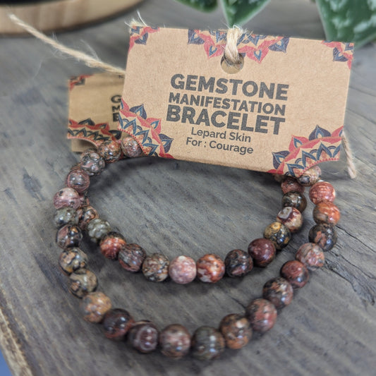 Gemstone Manifestation Bracelet -   Lepard Skin - Courage