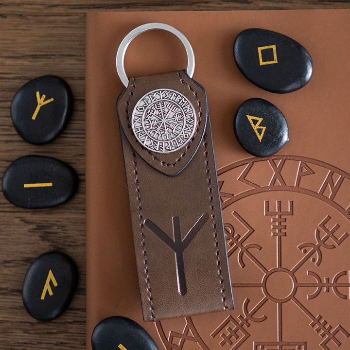 Protection Viking Rune Faux Leather Keyring I'm New