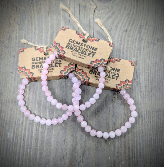 Gemstone Manifestation Bracelet -   Rose Quartz - Love