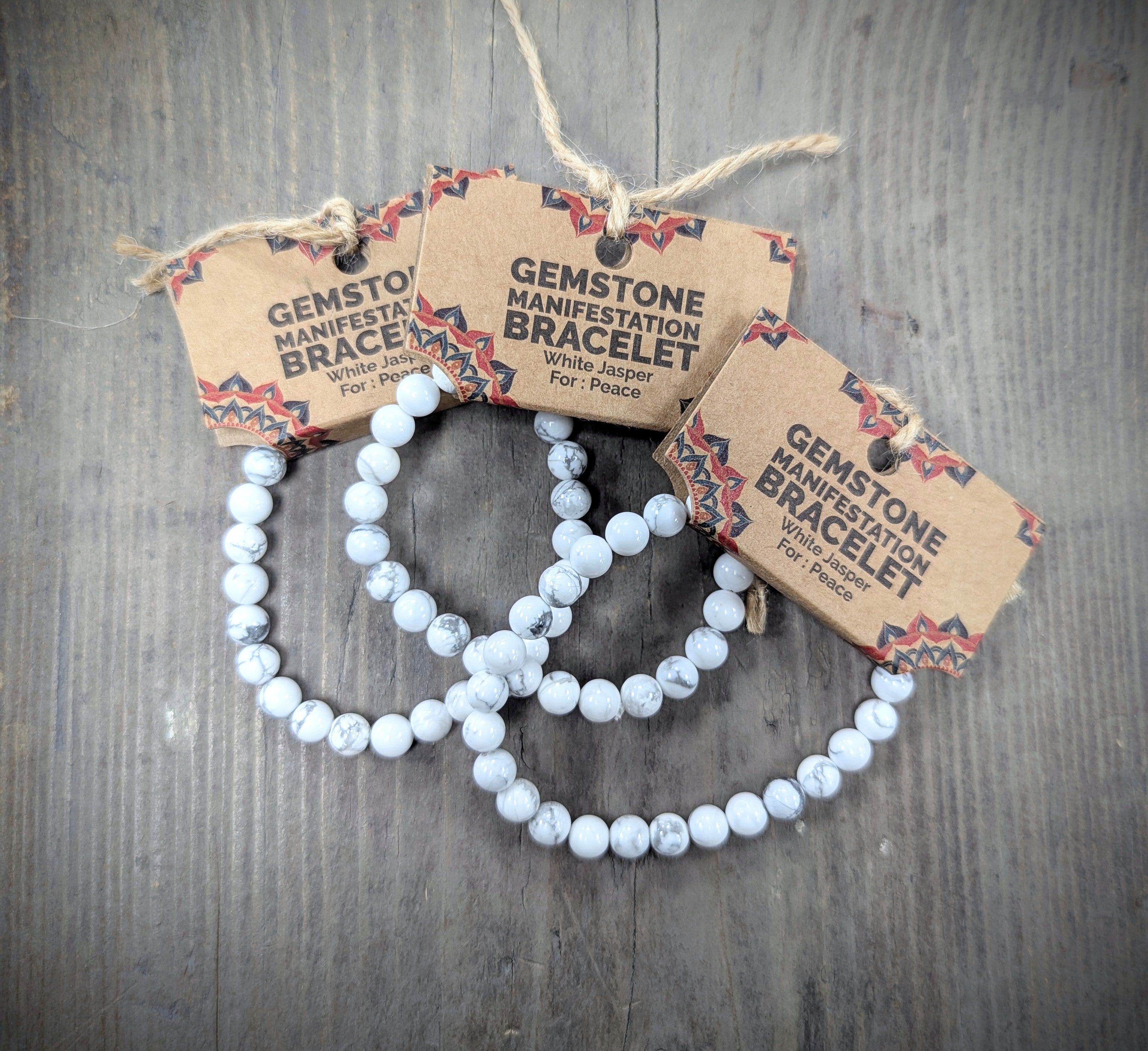Gemstone Manifestation Bracelet - White Jasper - Peace