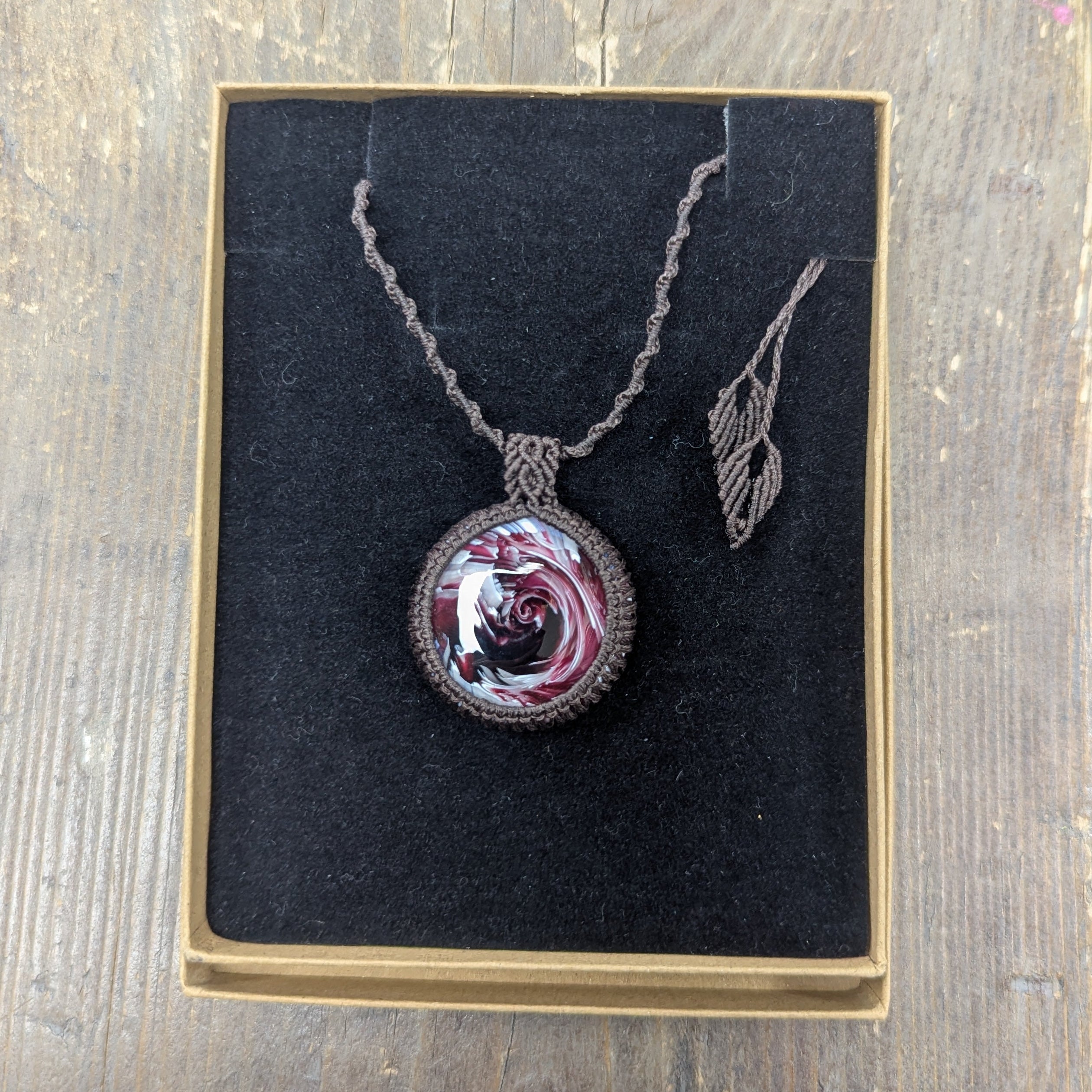 Hand Made Red Glass Macramé Braided Necklace