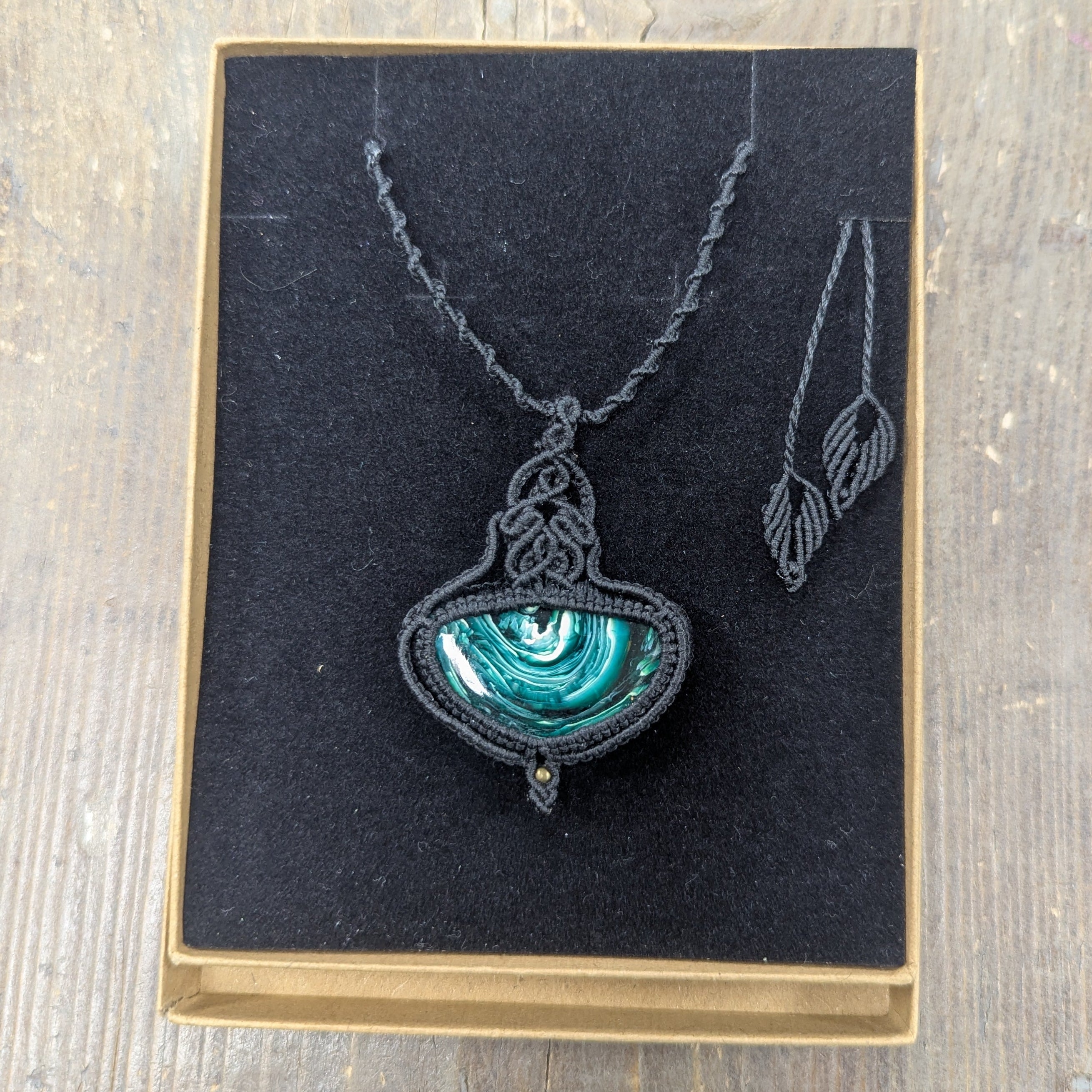 Hand Made set Glass Macramé Braided Pendant