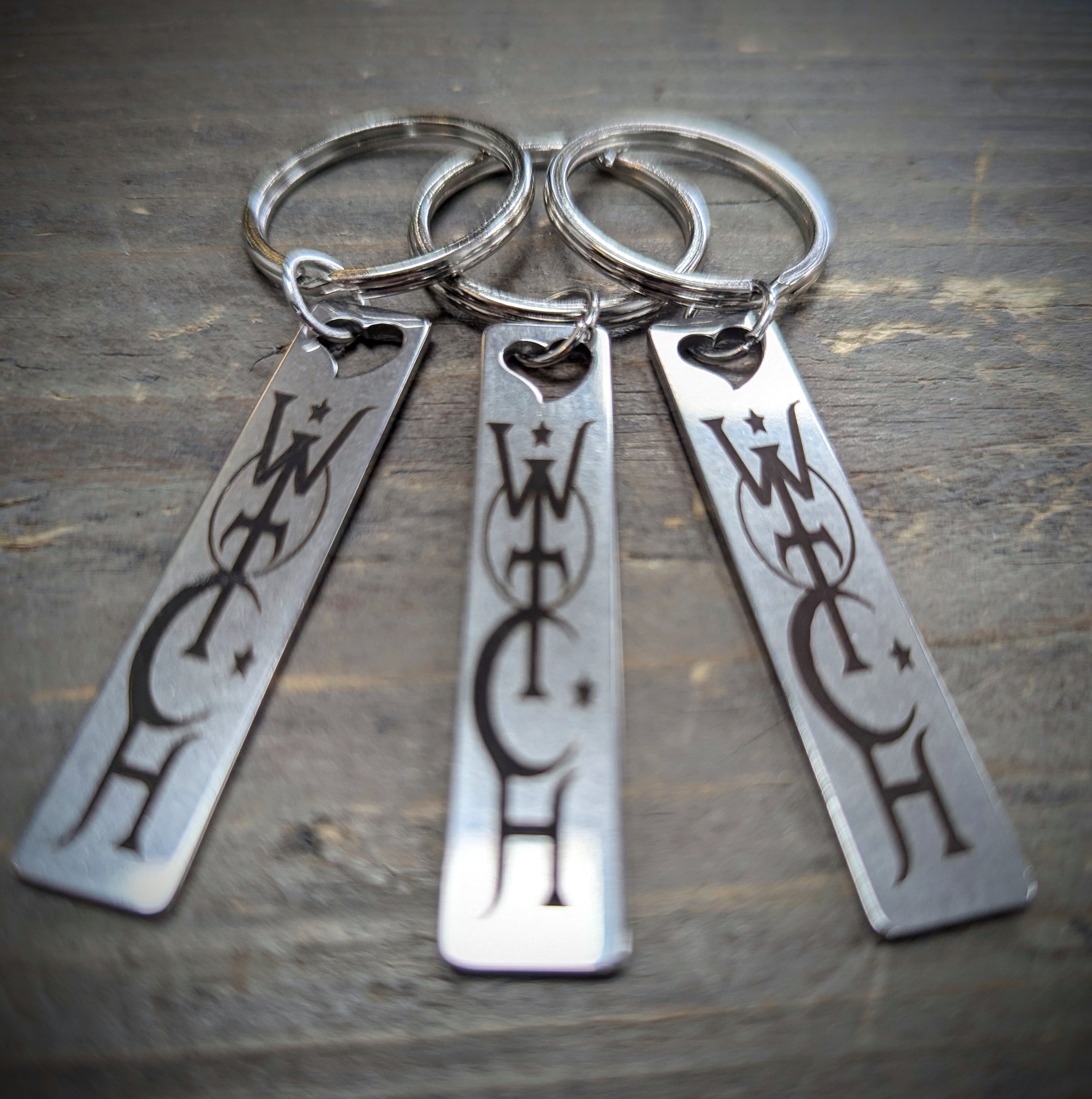 Witch keyring with crescent moon