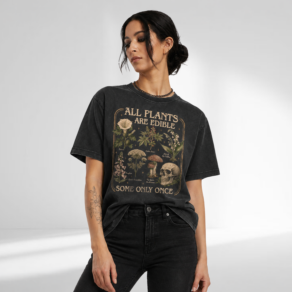 All Plants Are Edible Acid Washed Oversized Tee
