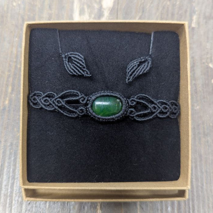 Hand Made Set Glass Macramé Braided Wristband