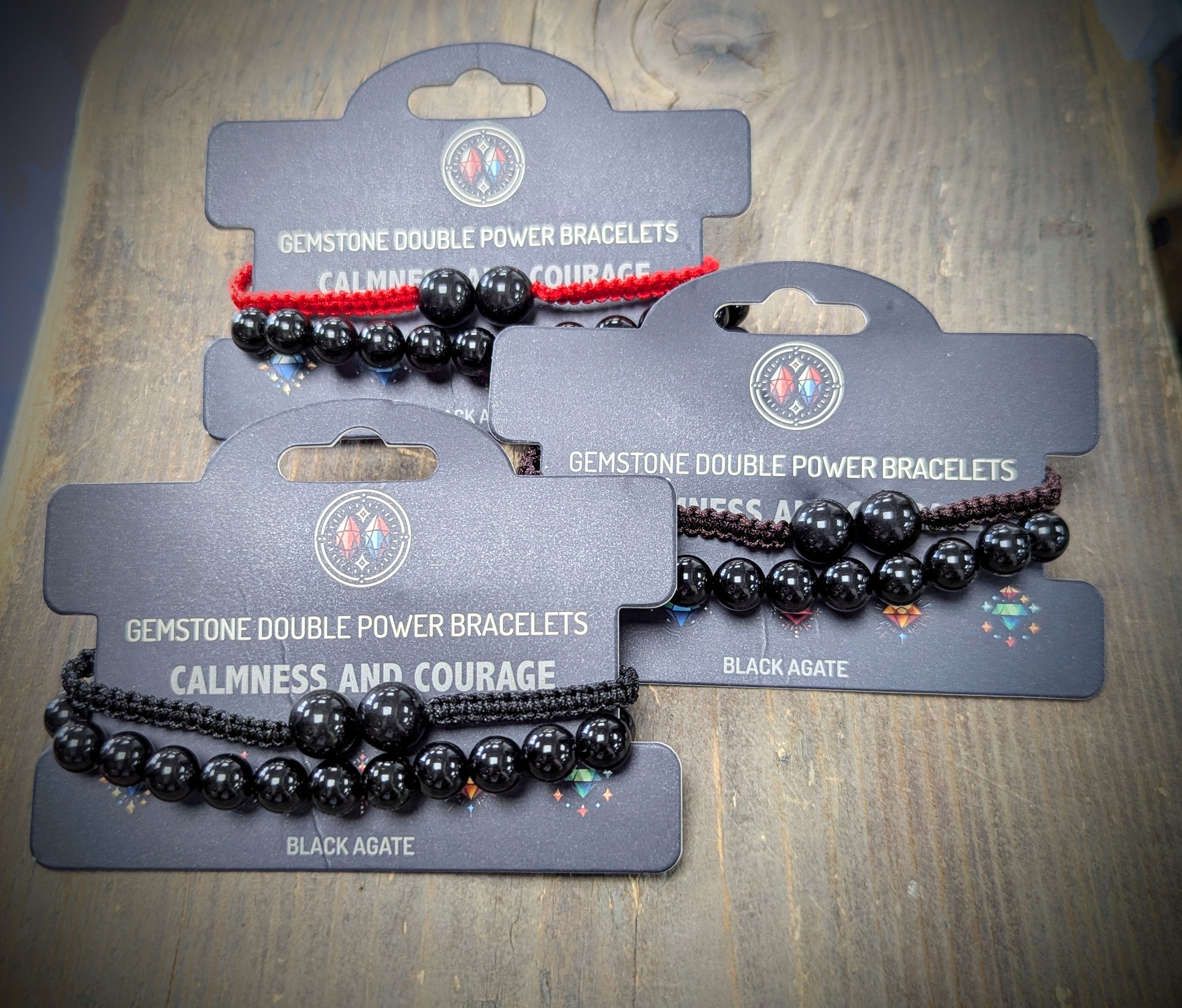 Double Power Bracelets- Black Agate